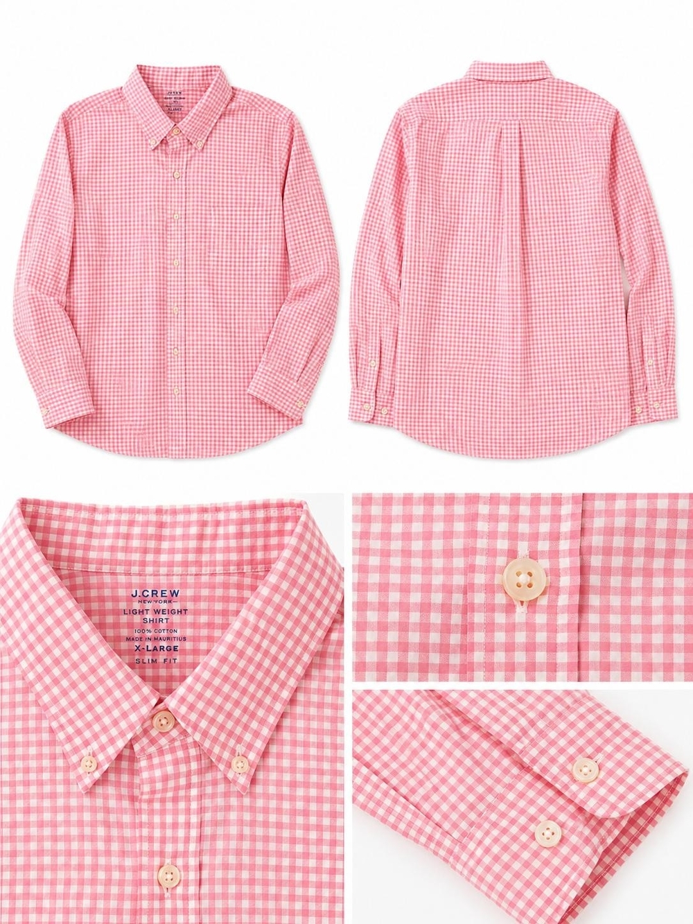 J. Crew Pink Gingham Button-Down Dress Shirt